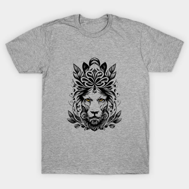 Lion Wild Animal Nature Illustration Art Tattoo T-Shirt by Cubebox